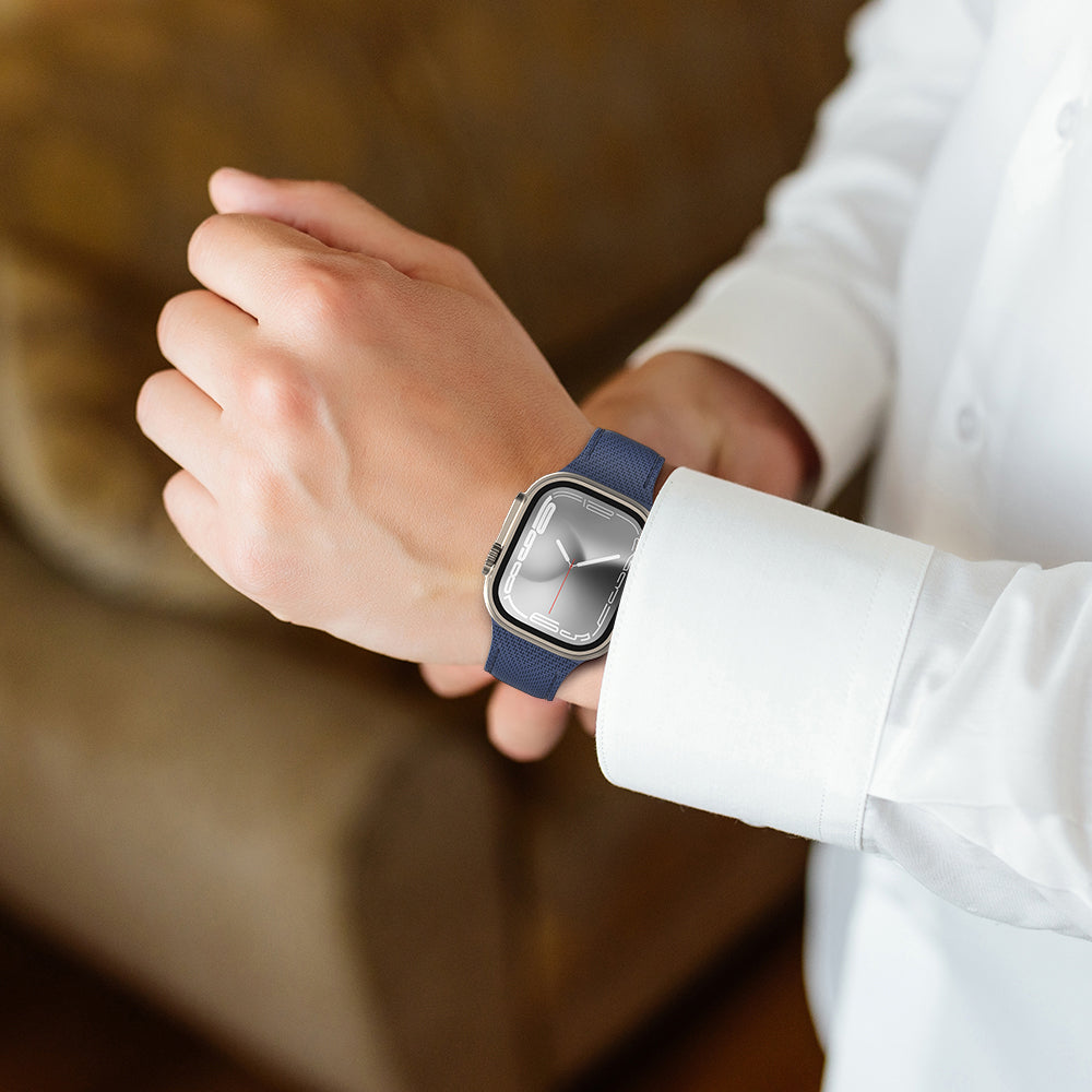 Amazingthing Titan Swift Deri Dokulu Silikon Kordon – Apple Watch 45/46/49 mm