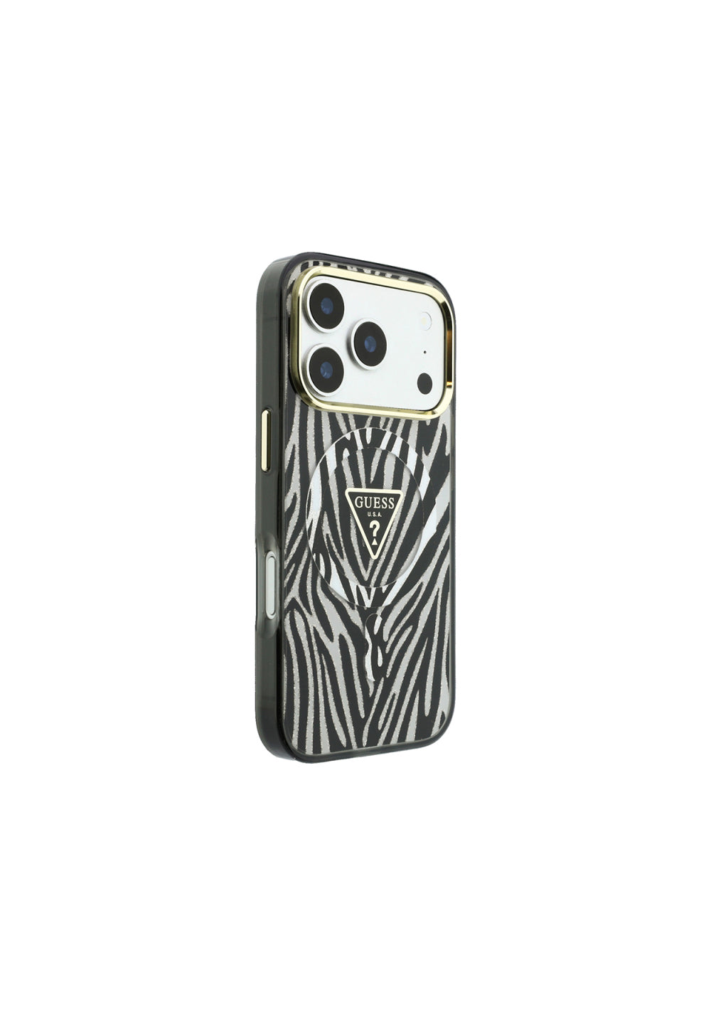 Guess Üçgen Logolu Zebra Desenli Silikon – iPhone 18 Pro Kılıfı