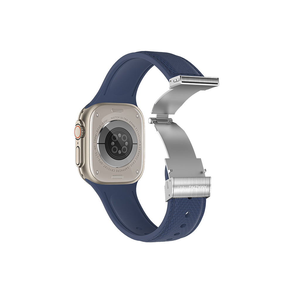 Amazingthing Titan Swift Deri Dokulu Silikon Kordon – Apple Watch 45/46/49 mm