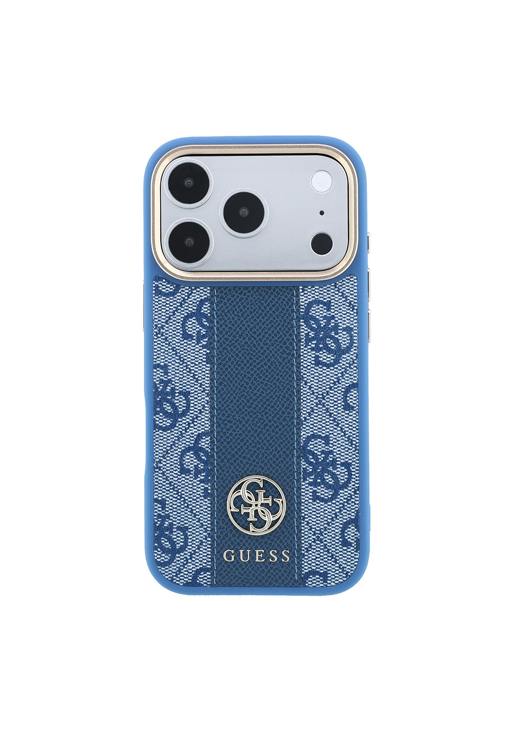 Guess Deri 4G Desenli Şeritli Yazı Logolu – iPhone 18 Pro Max Kılıfı