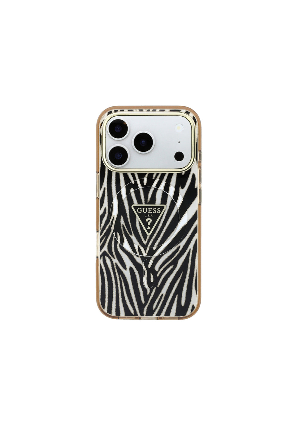 Guess Üçgen Logolu Zebra Desenli Silikon – iPhone 18 Pro Kılıfı
