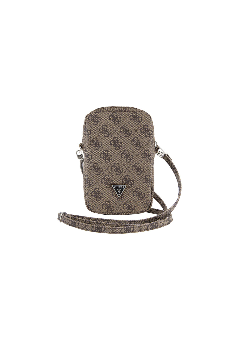 Guess 4G Desen Üçgen Logo Fermuarlı – Çapraz Vücut Çantası