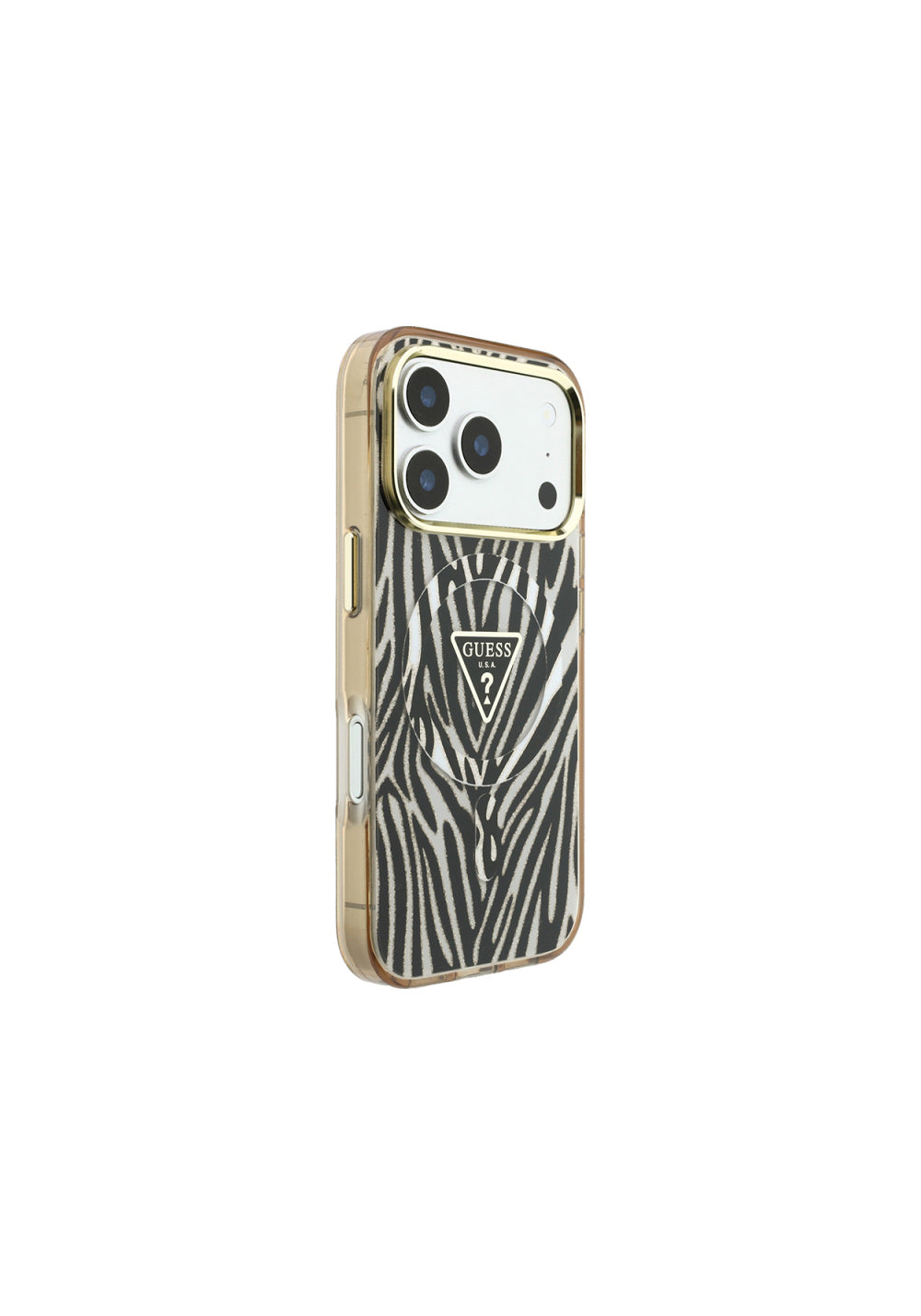Guess Üçgen Logolu Zebra Desenli Silikon – iPhone 18 Pro Kılıfı