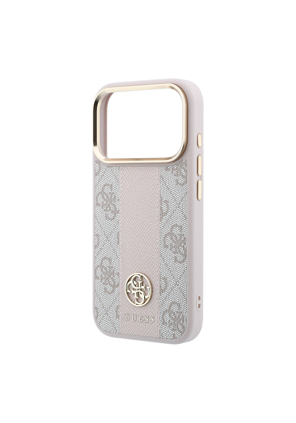 Guess Deri 4G Desenli Şeritli Yazı Logolu – iPhone 18 Pro Max Kılıfı