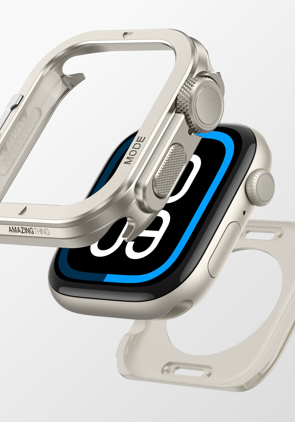 Amazingthing Premium Armor Fit FullGuard Metal Kasa ve Ekran Koruması – Apple Watch Series 10 46 mm