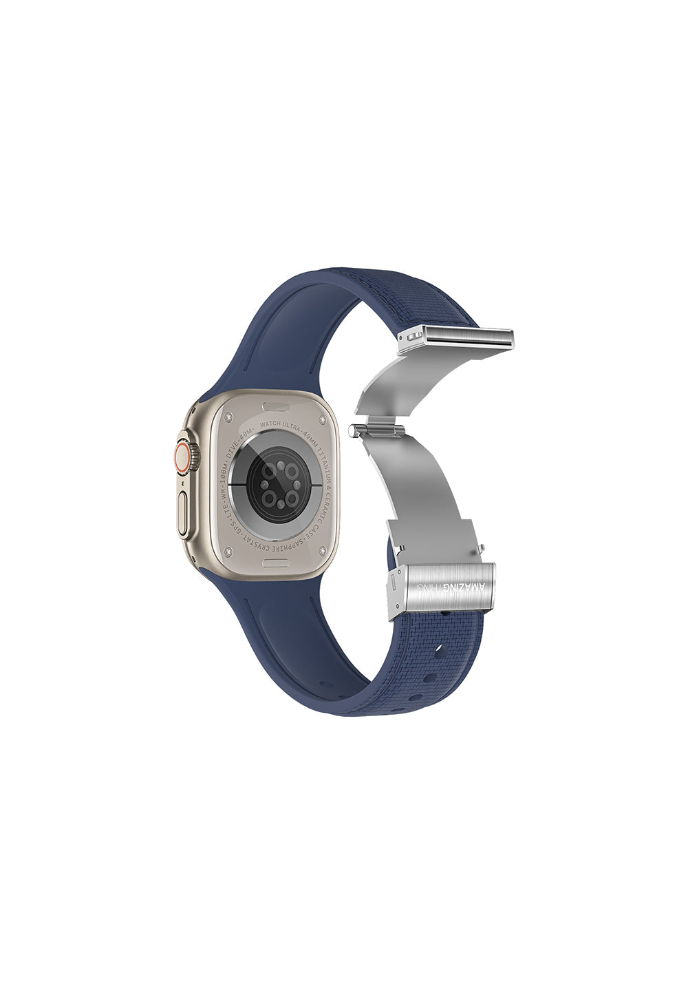 Amazingthing Titan Swift Deri Dokulu Silikon Kordon – Apple Watch 45/46/49 mm