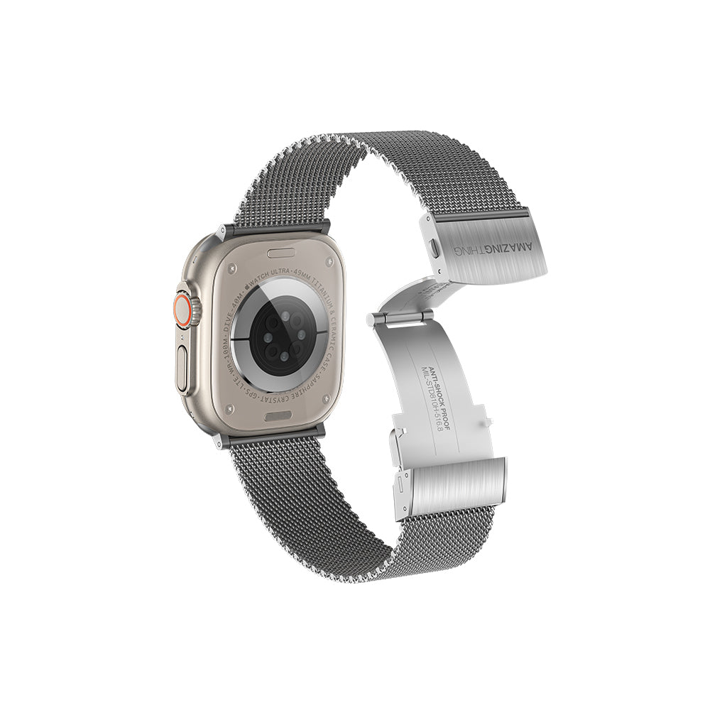 Amazingthing Titan Metal Metal Örgü Kordon – Apple Watch 45/46/49 mm