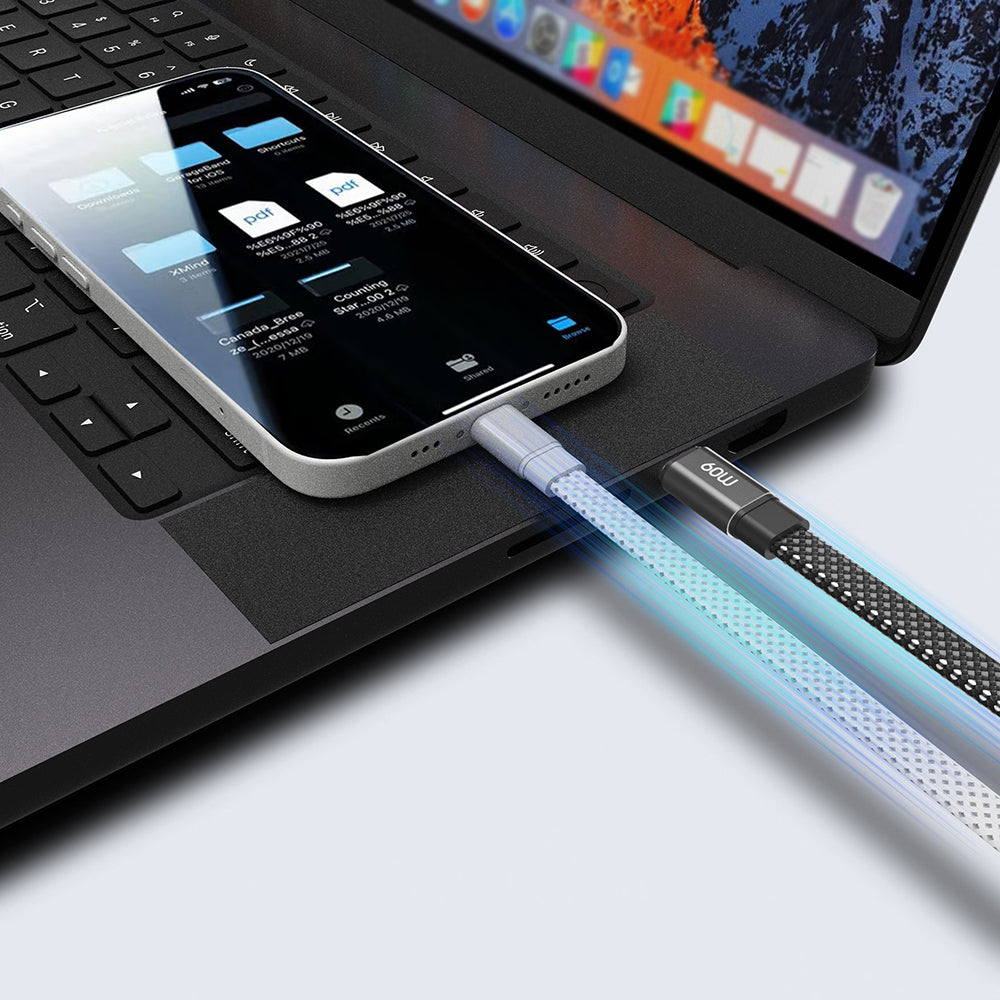 Lenyes LC538 – USB-C–USB-C 60W Aramid Örgülü Kablo 1 m