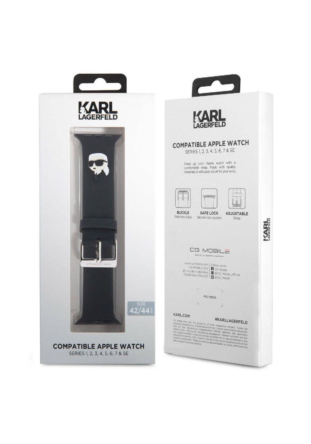 Karl Lagerfeld Karl Head İkon Desenli Silikon Kordon – Apple Watch 42/44/45/49 mm