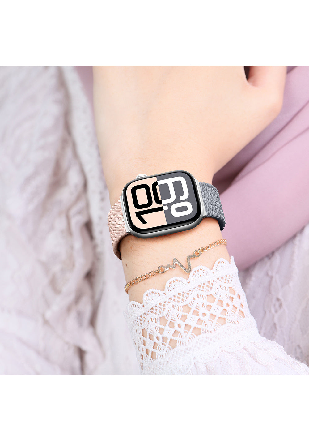 Amazingthing Glamour Blend Dokuma Kordon – Apple Watch 46 mm