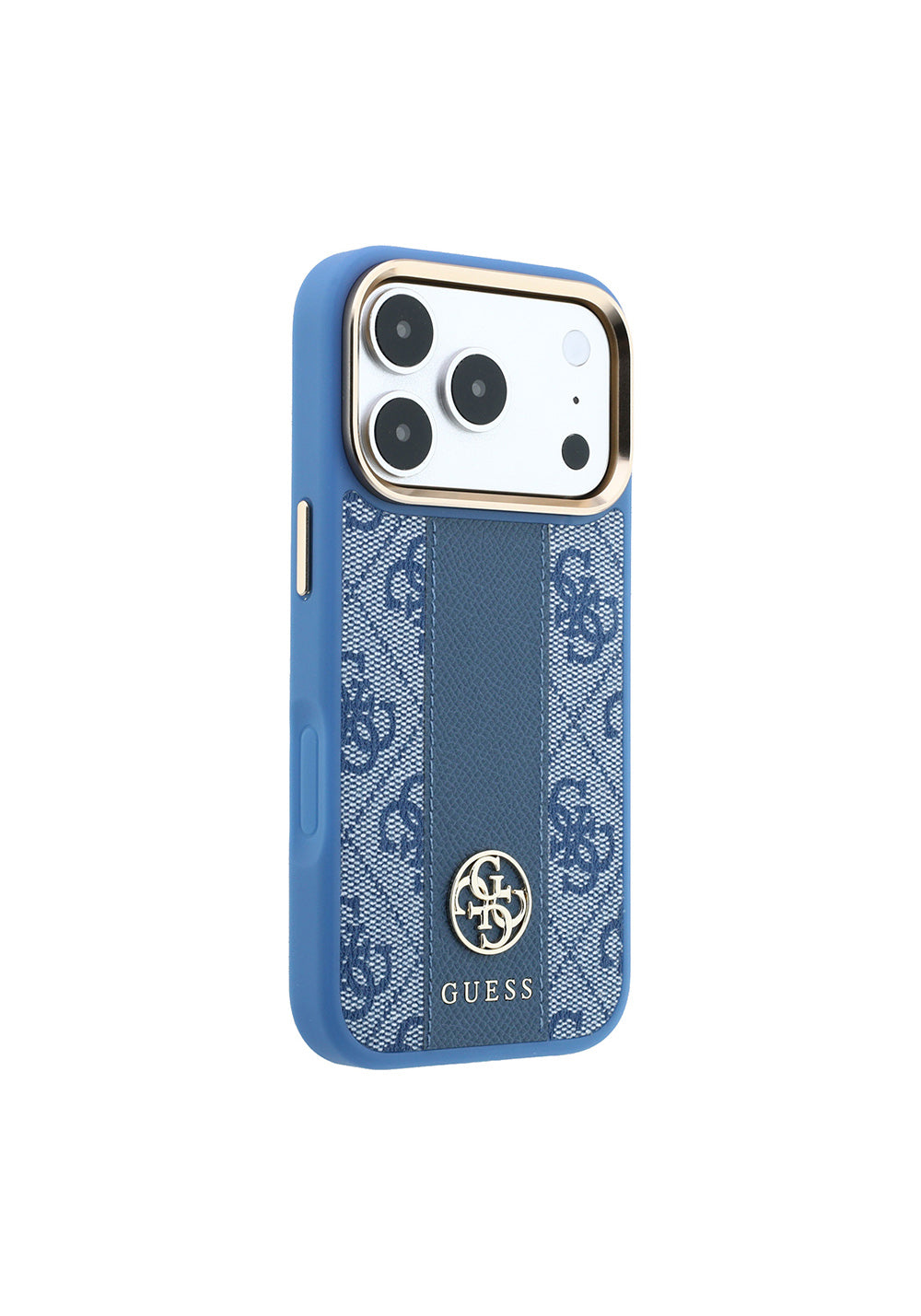 Guess Deri 4G Desenli Şeritli Yazı Logolu – iPhone 18 Pro Kılıfı