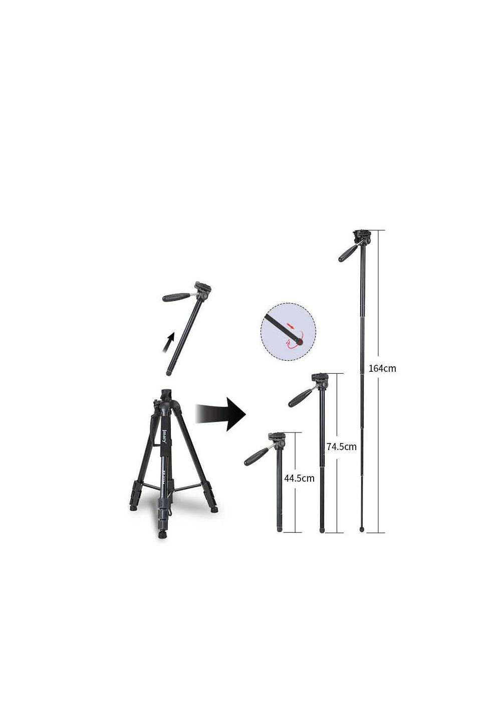 Jmary KP2294 – 179 cm Monopod Özellikli Tripod