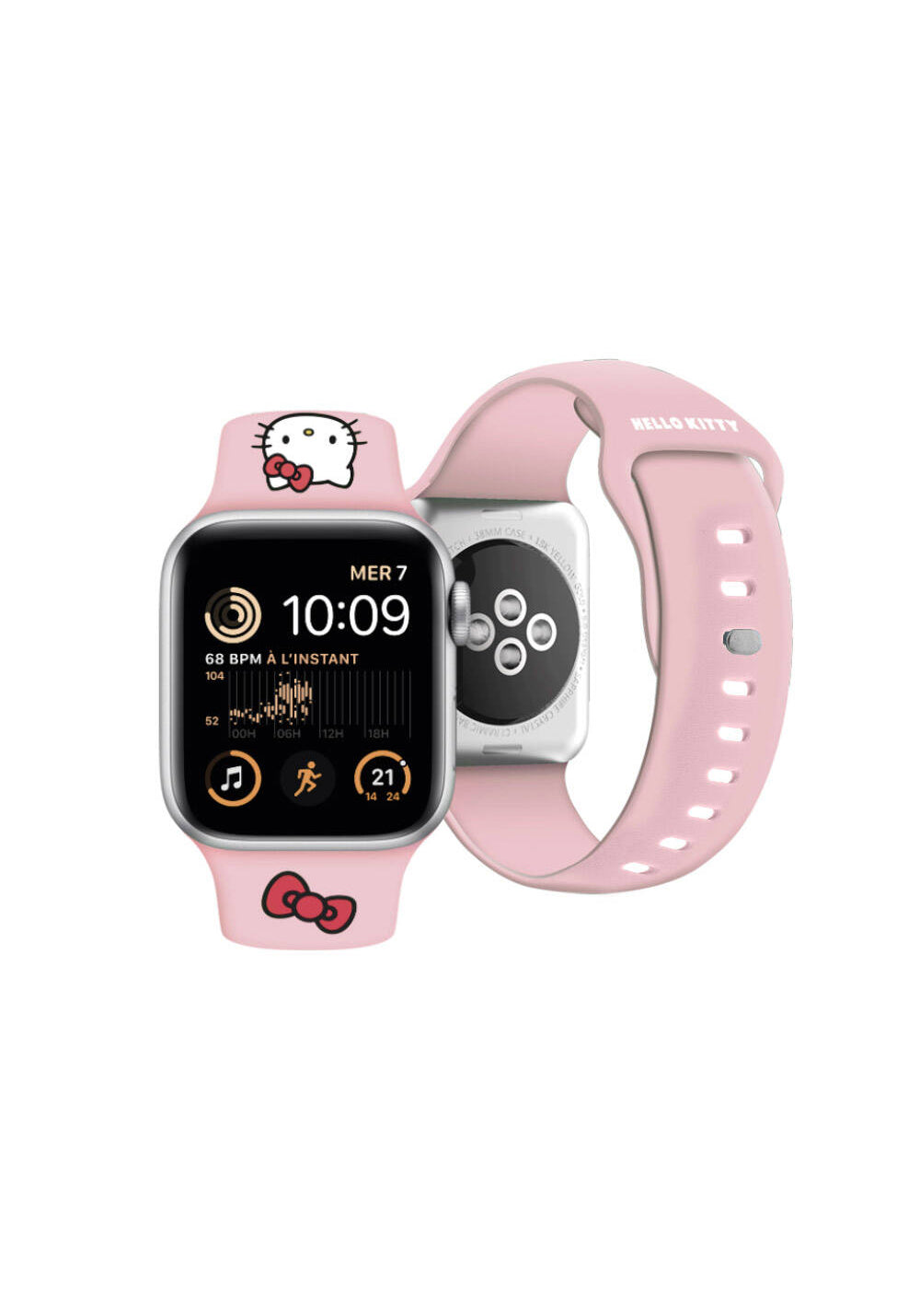 Hello Kitty Kitty Head & Bow Yazı ve Fiyonk Desenli Kordon – Apple Watch 38/40/41 mm