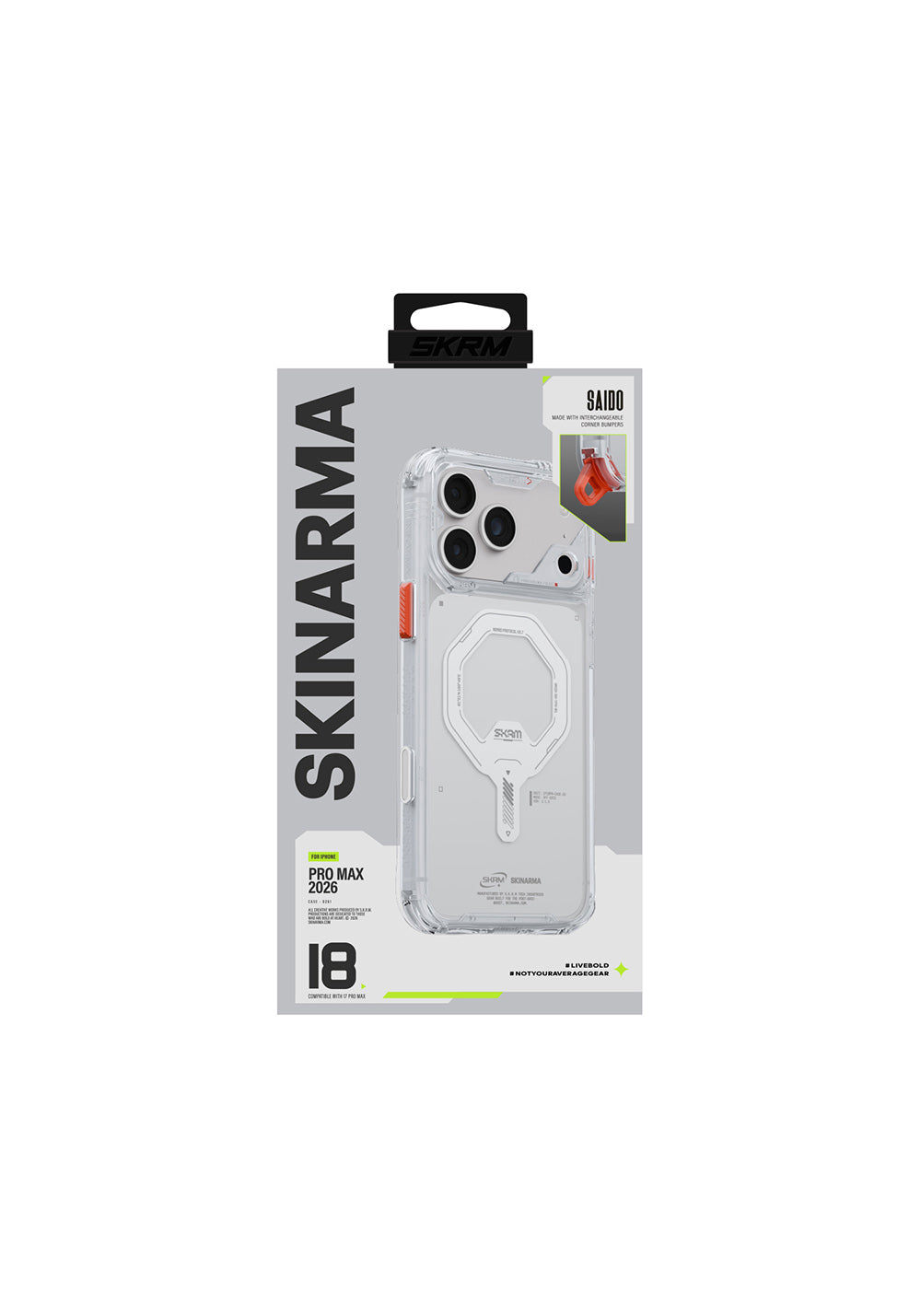 Skinarma Şeffaf Saido Mag-Charge – iPhone 18 Pro Max Kılıfı