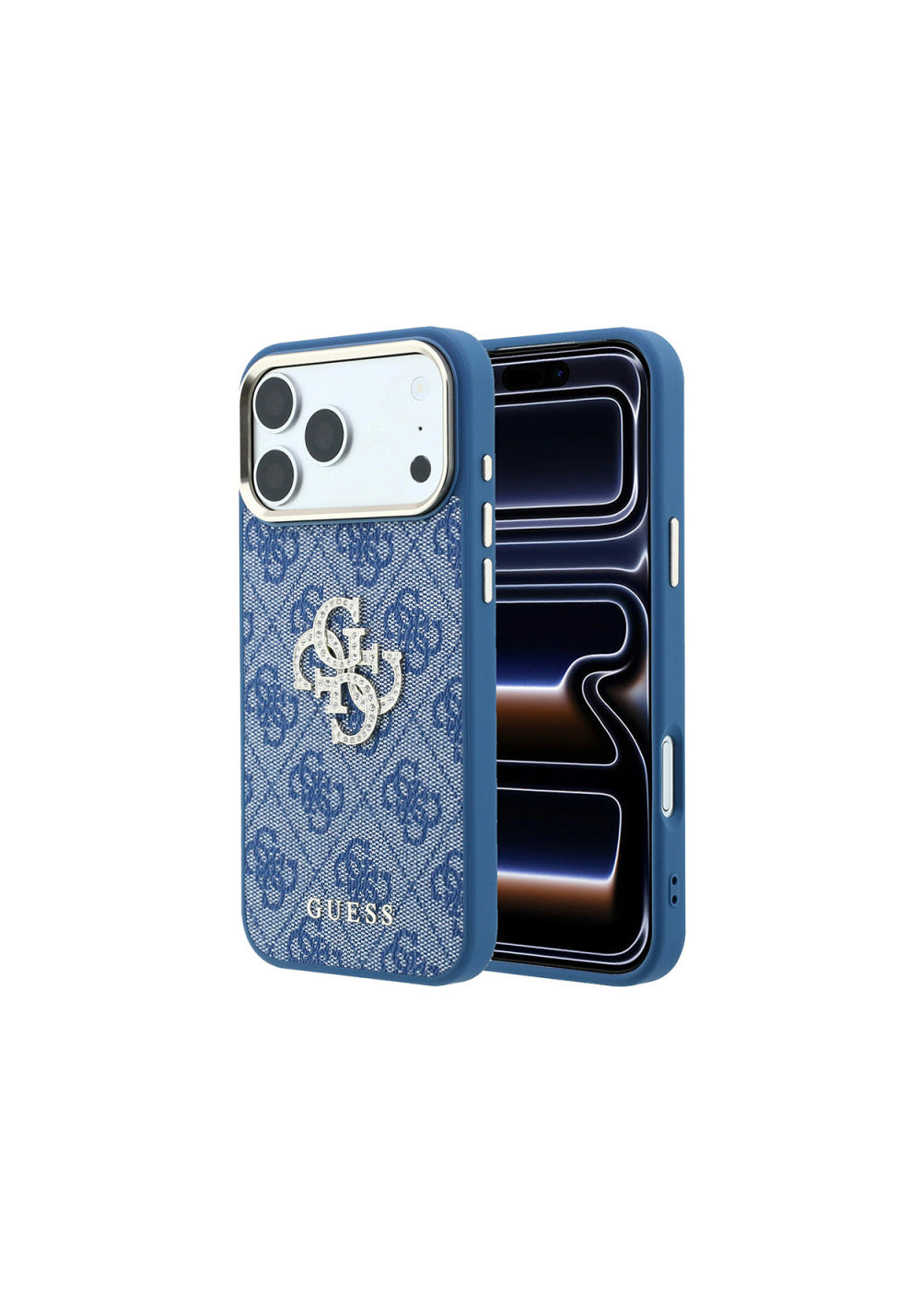 Guess 4G Büyük Taşlı Resin Logolu PU – iPhone 18 Pro Max Kılıfı