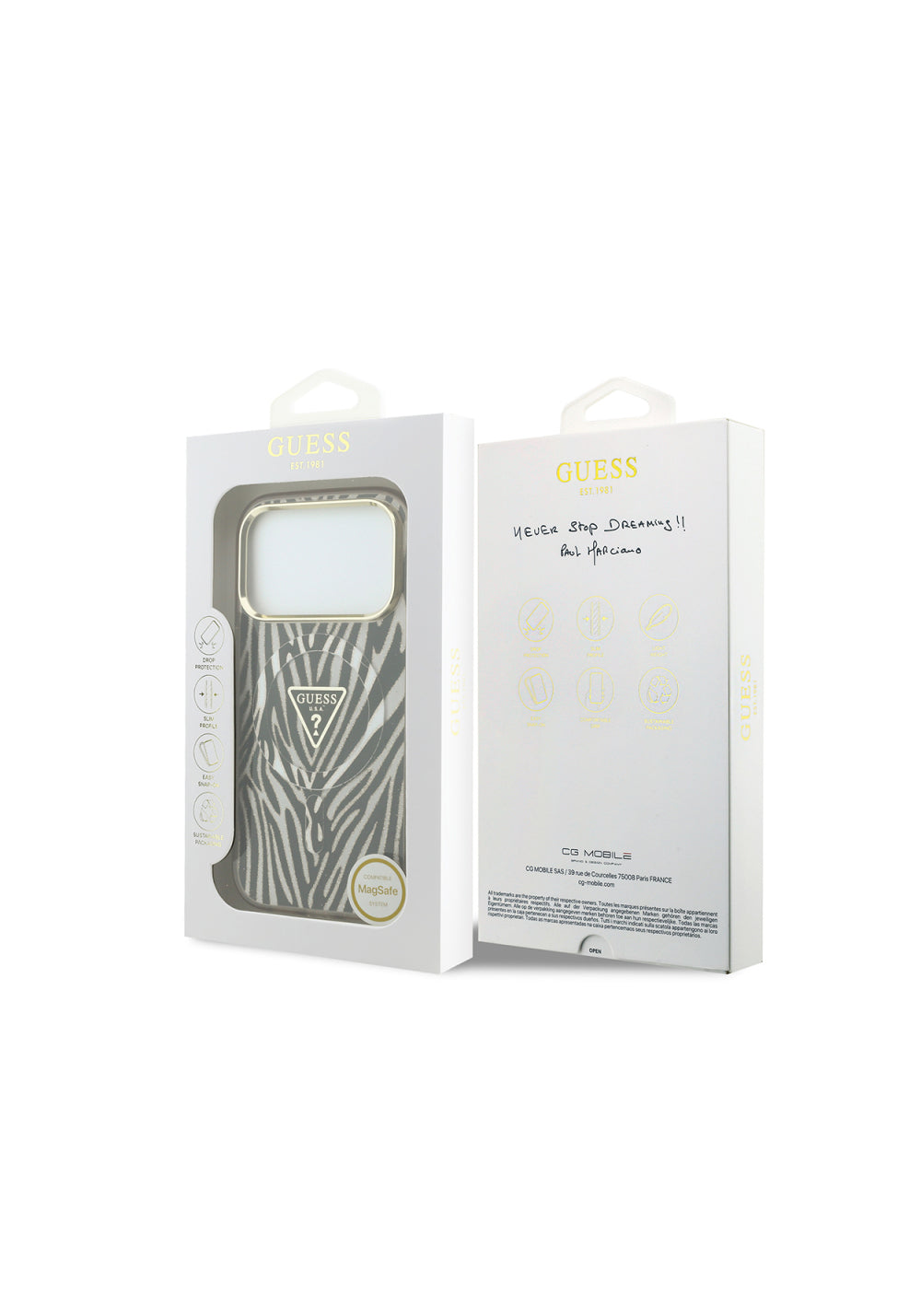 Guess Üçgen Logolu Zebra Desenli Silikon – iPhone 18 Pro Kılıfı