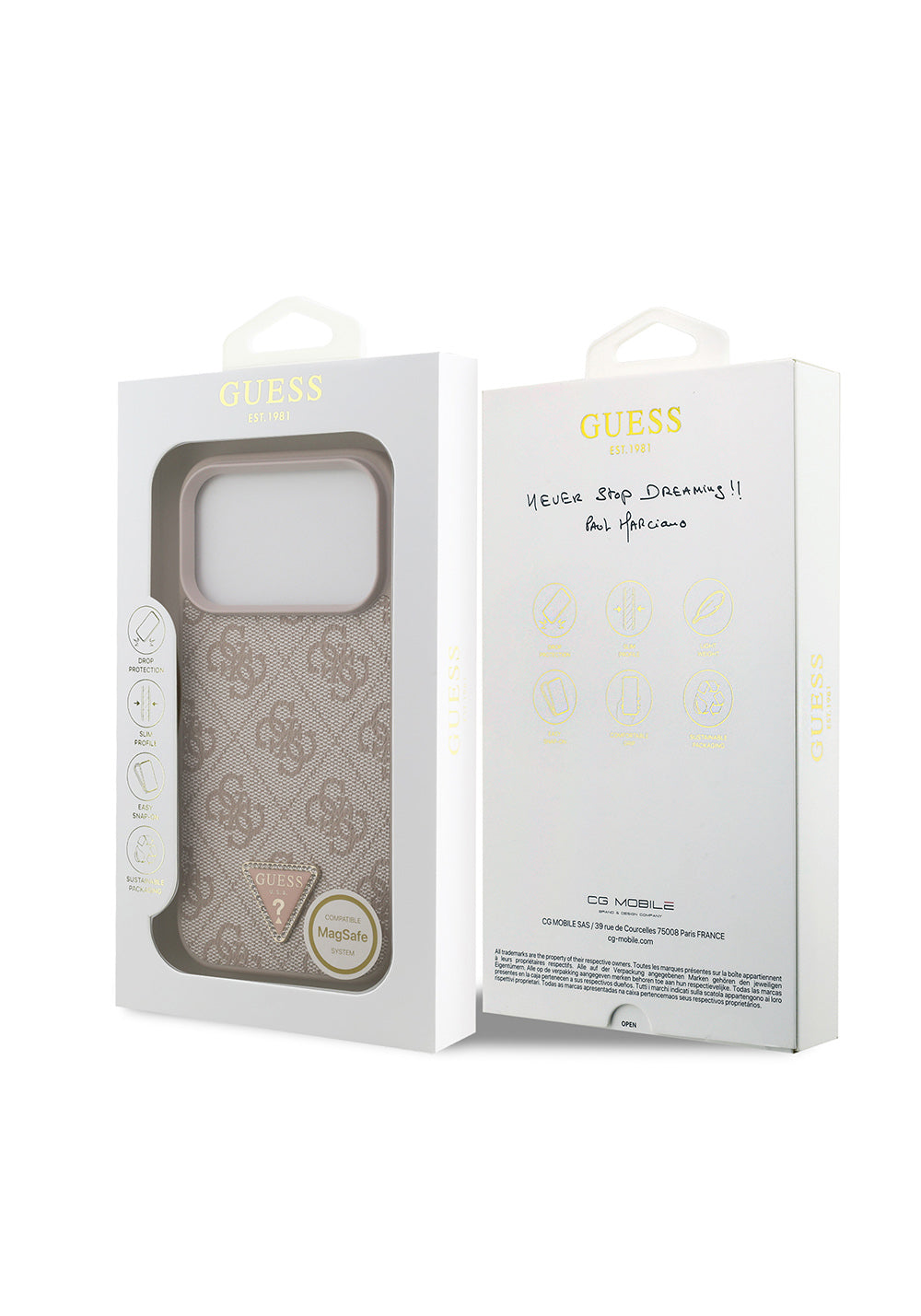 Guess Strass 4G Üçgen Logolu – iPhone 18 Pro Kılıfı