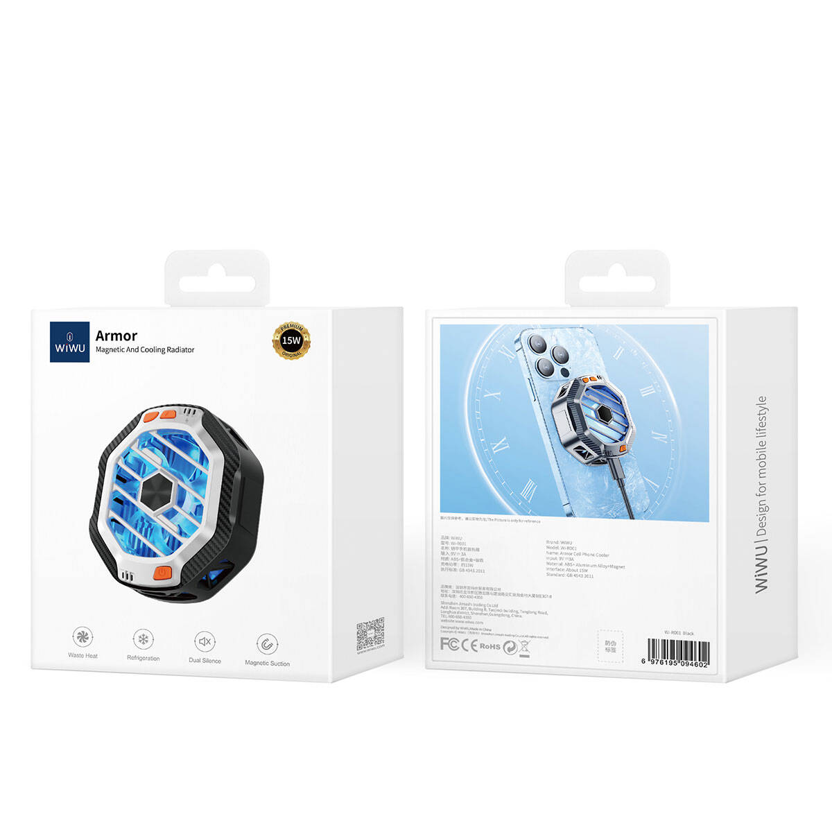Wiwu Wi-R001 – 15W Kablosuz Şarjlı RGB Telefon Soğutucu