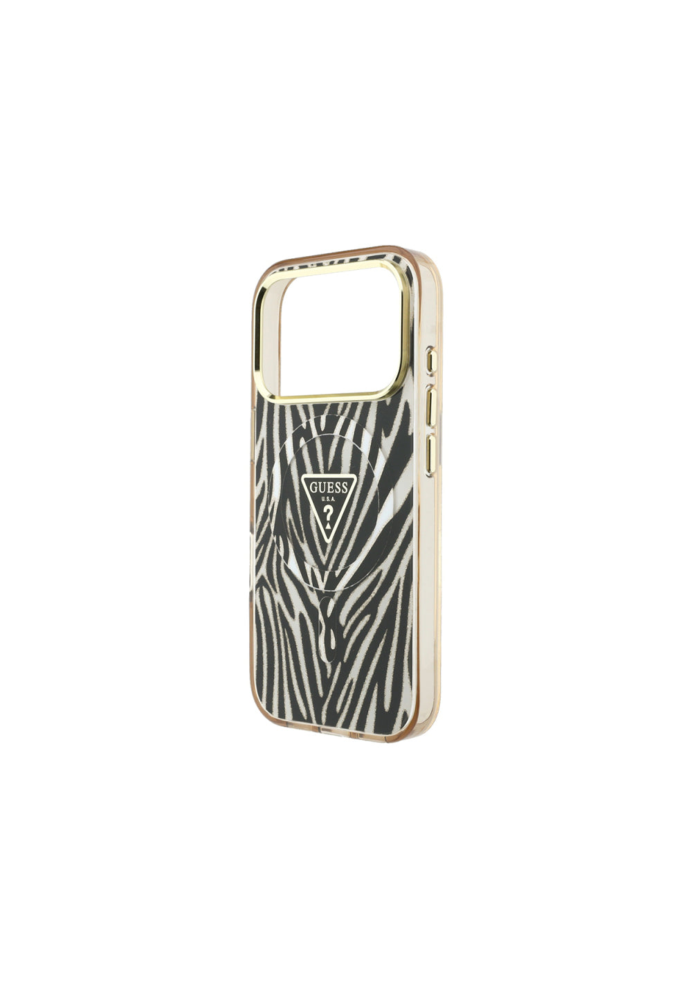 Guess Üçgen Logolu Zebra Desenli Silikon – iPhone 18 Pro Kılıfı
