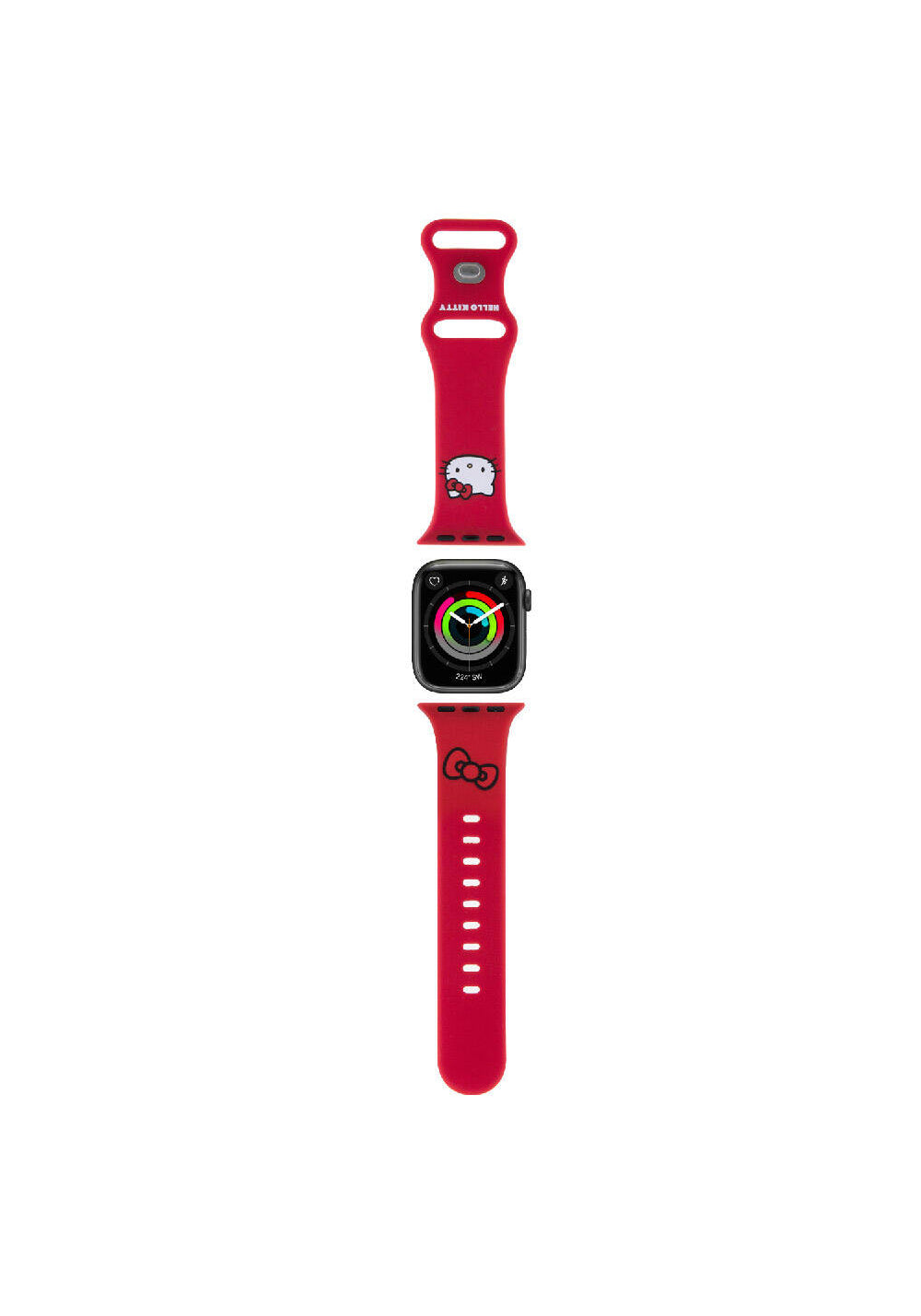 Hello Kitty Kitty Head & Bow Yazı ve Fiyonk Desenli Kordon – Apple Watch 38/40/41 mm