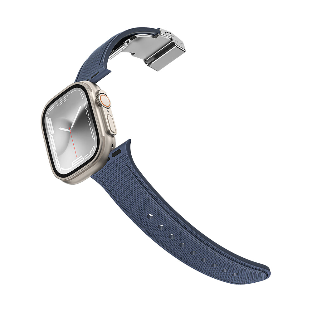 Amazingthing Titan Swift Deri Dokulu Silikon Kordon – Apple Watch 45/46/49 mm