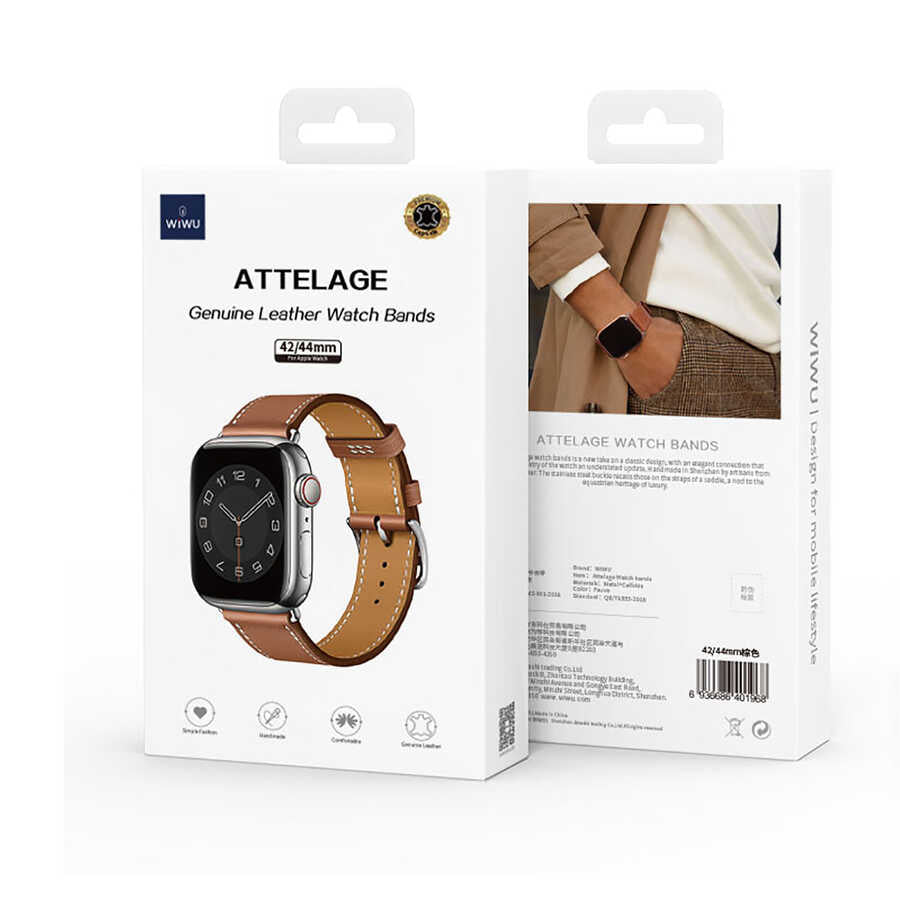 Wiwu Attleage Watchband Deri Kordon – Apple Watch 42/44/45/49 mm