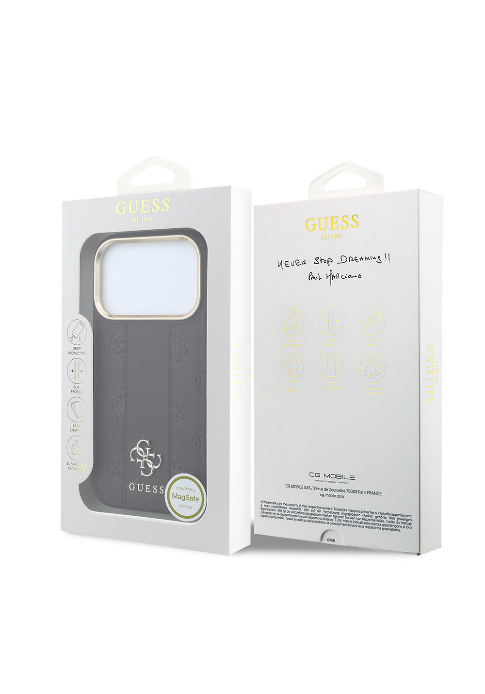 Guess Şeritli Peony 4G ve Yazı Logolu – iPhone 18 Pro Max Kılıfı