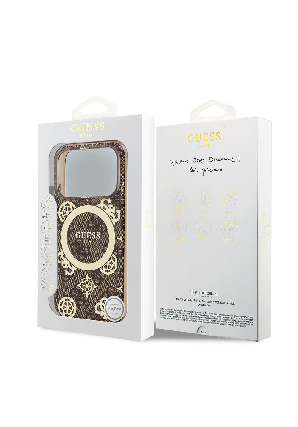 Guess IML Peony ve 4G Desenli Klasik Logolu – iPhone 18 Pro Kılıfı
