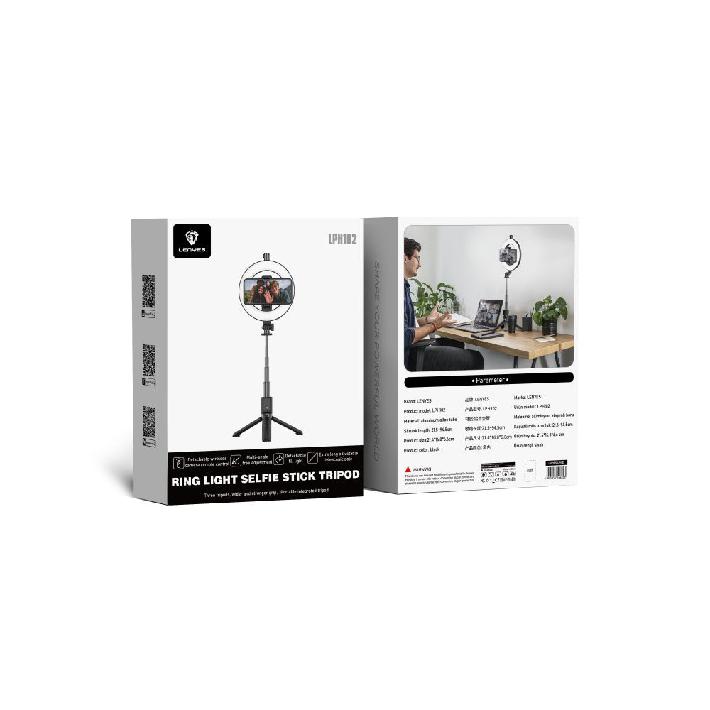 Lenyes LPH102 – 94,5 cm Ring Light Selfie Çubuğu