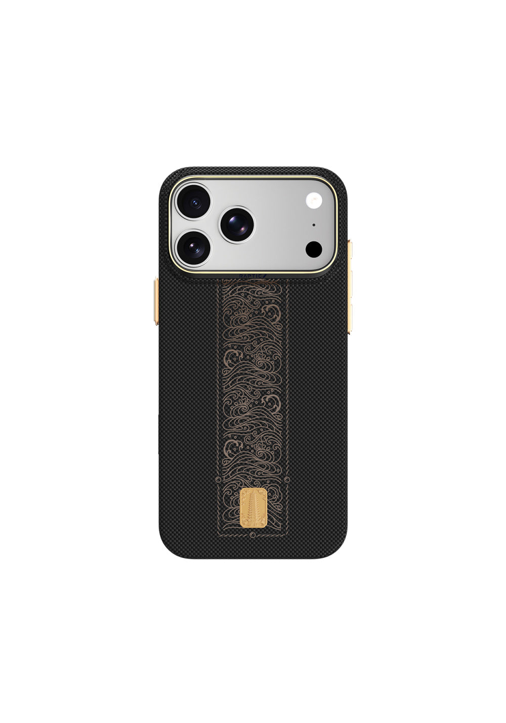 Raptic Aramid Skin Rise 24 Ayar Altın Kaplamalı Karbon – iPhone 18 Pro Kılıfı