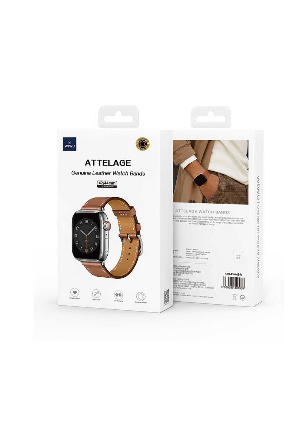 Wiwu Attleage Watchband Deri Kordon – Apple Watch 42/44/45/49 mm