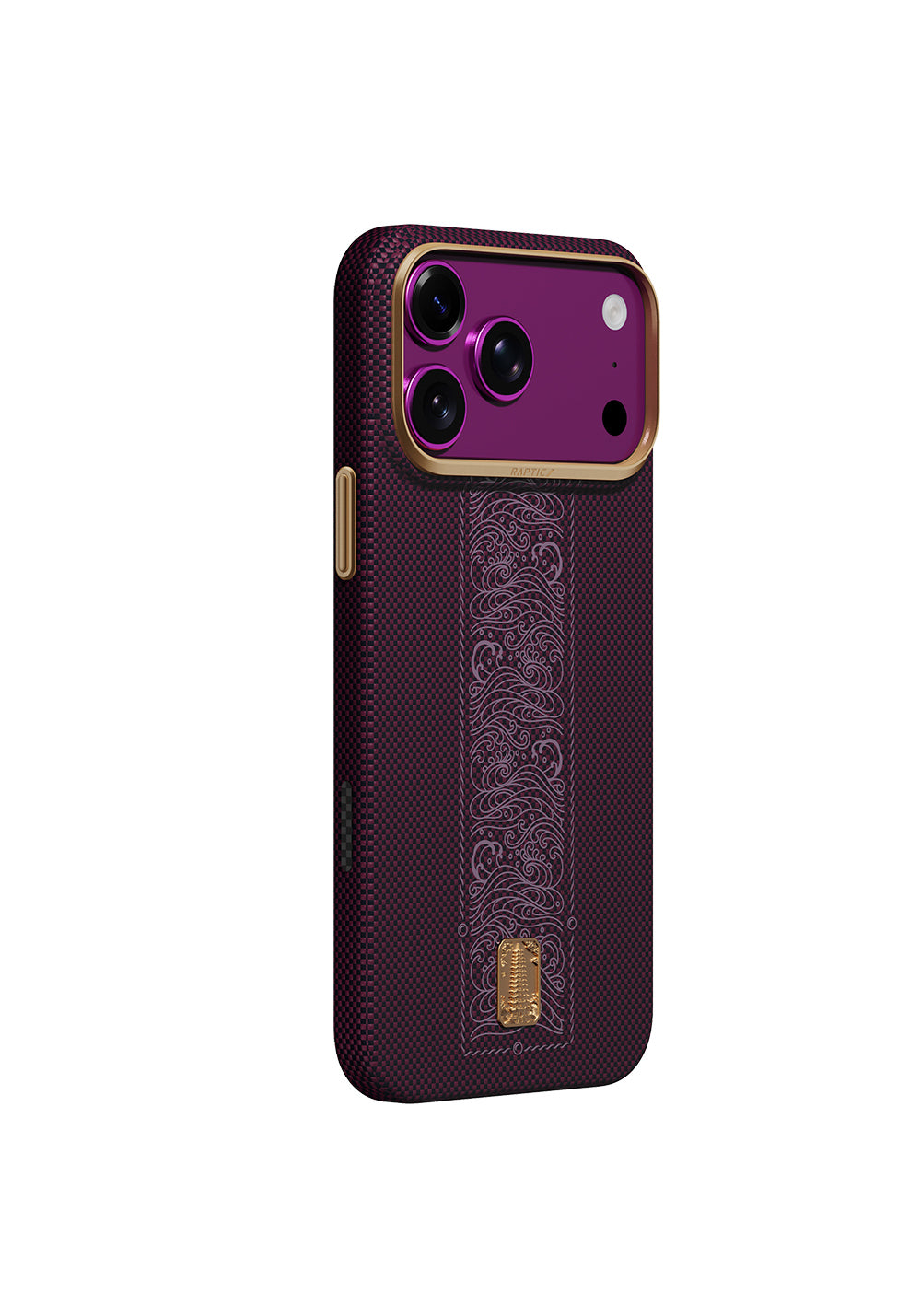 Raptic Aramid Skin Rise 24 Ayar Altın Kaplamalı Karbon – iPhone 18 Pro Kılıfı