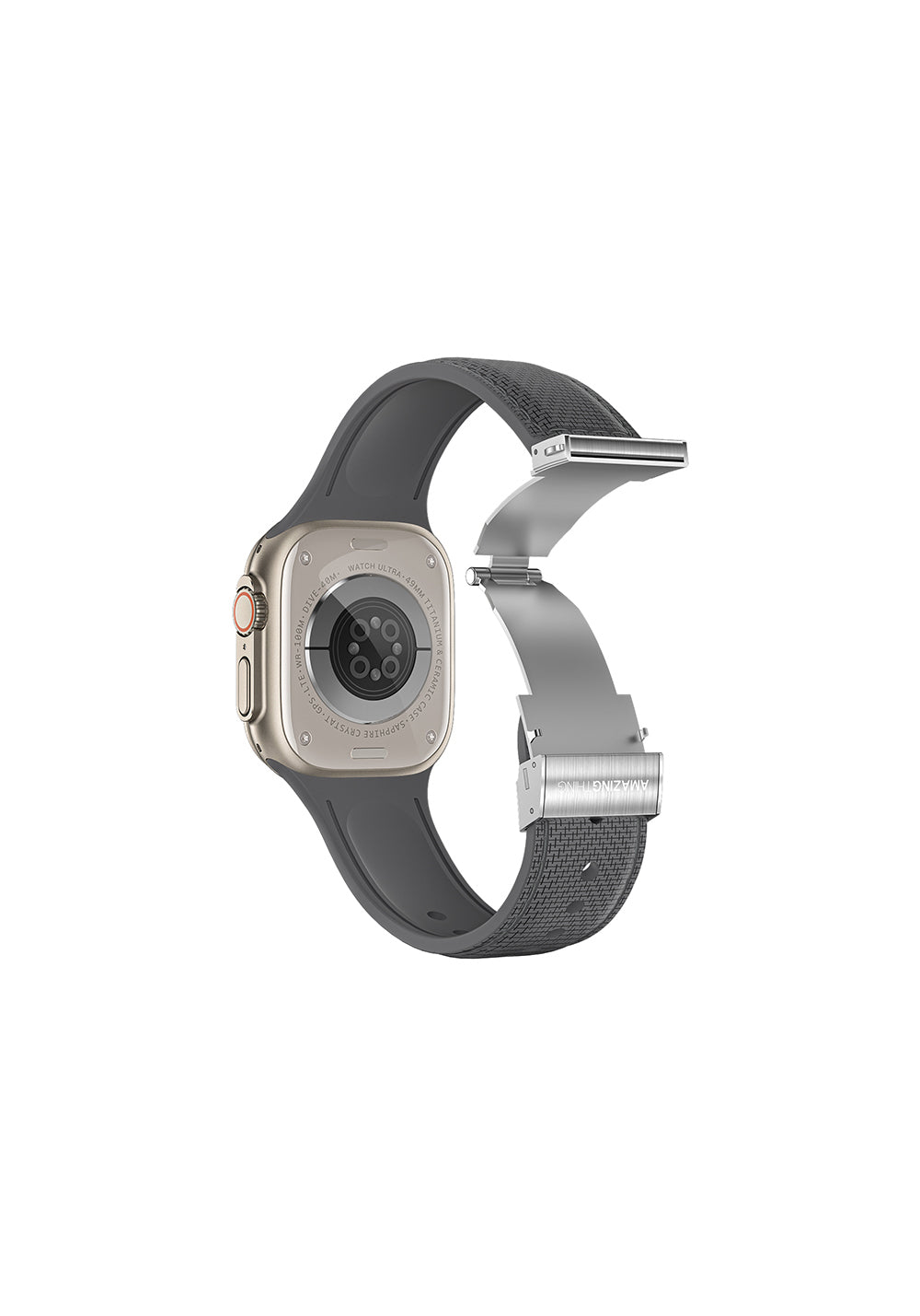 Amazingthing Titan Swift Deri Dokulu Silikon Kordon – Apple Watch 45/46/49 mm