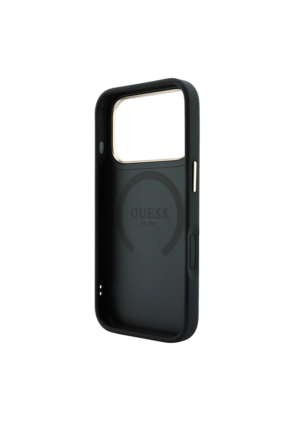 Guess Deri 4G Desenli Şeritli Yazı Logolu – iPhone 18 Pro Max Kılıfı