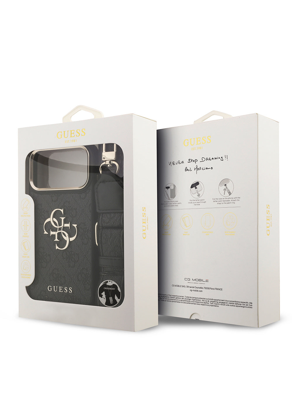 Guess 4G Büyük Kalın Askılı – iPhone 18 Pro Max Kılıfı