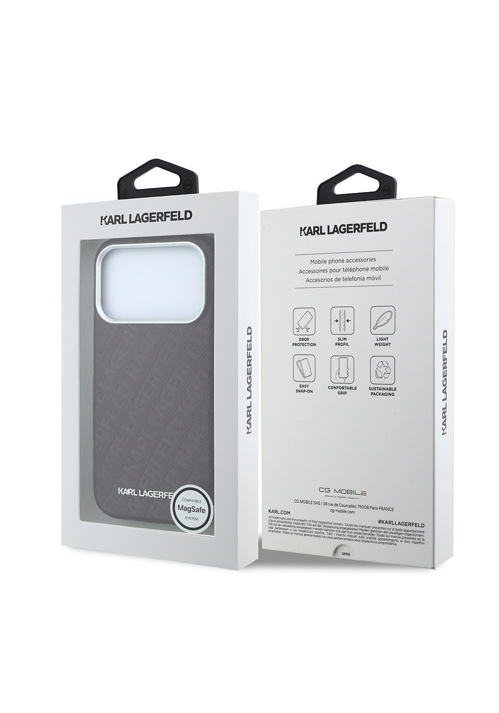 Karl Lagerfeld Grained Damgalı Yazı Logolu – iPhone 18 Pro Max Kılıfı