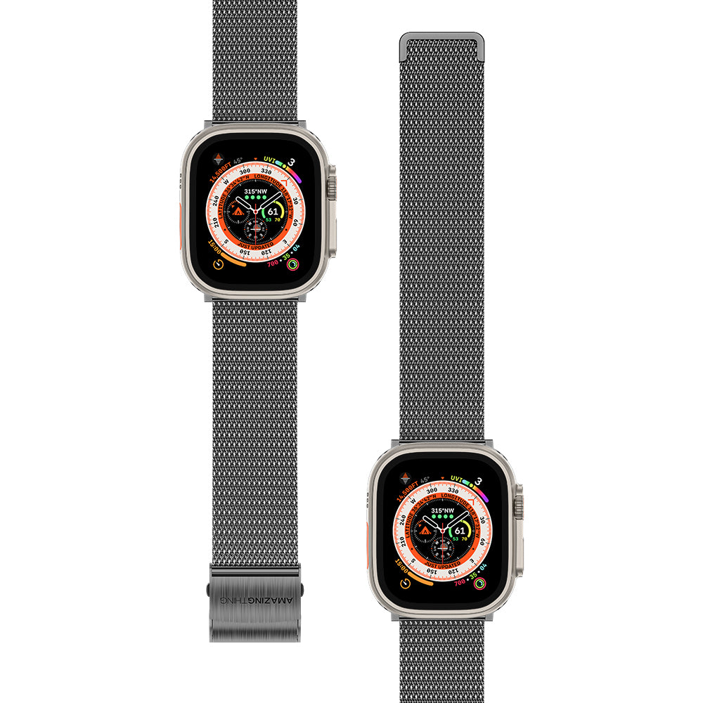 Amazingthing Titan Metal Metal Örgü Kordon – Apple Watch 45/46/49 mm