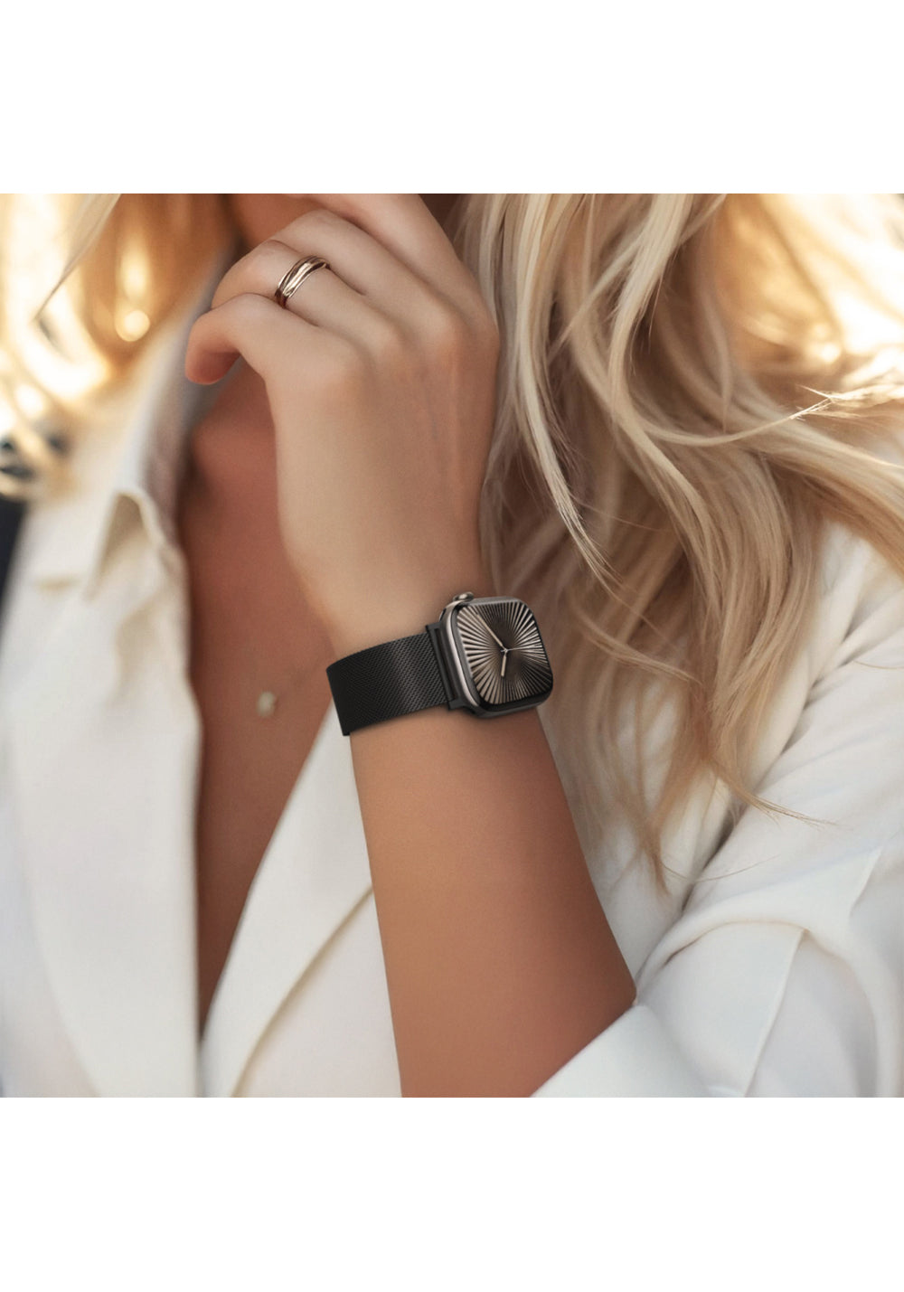 Amazingthing Titan Premium Metal Örgü Kordon – Apple Watch 46 mm