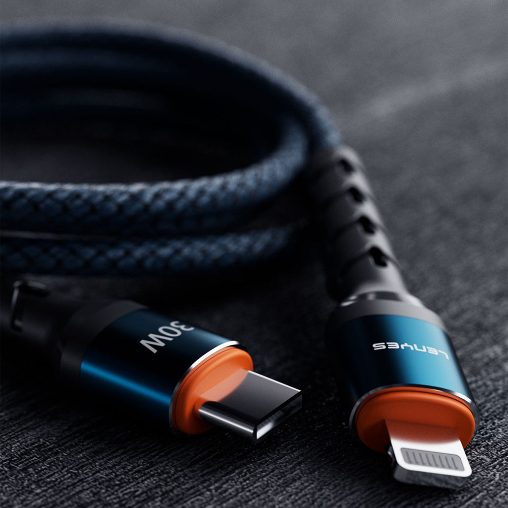 Lenyes LC515 – USB-C–Lightning 30W Örgülü Kablo 1 m
