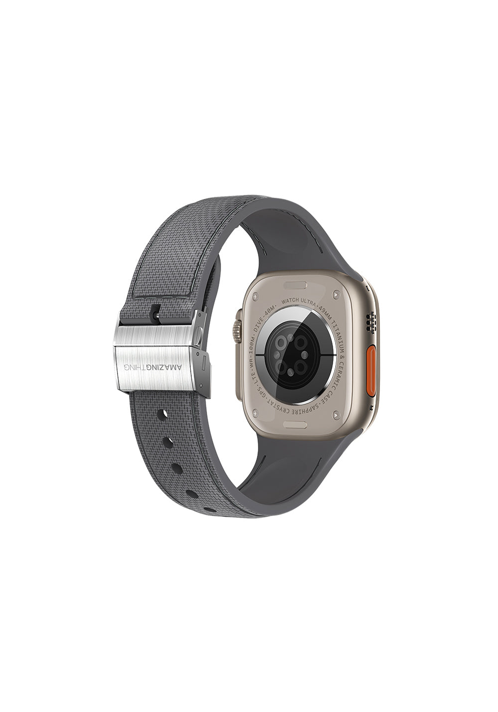 Amazingthing Titan Swift Deri Dokulu Silikon Kordon – Apple Watch 45/46/49 mm