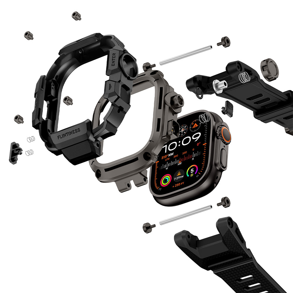 Mohseven Punk Fortress Silikon Kordon ve Koruyucu Kasa – Apple Watch Ultra 49 mm