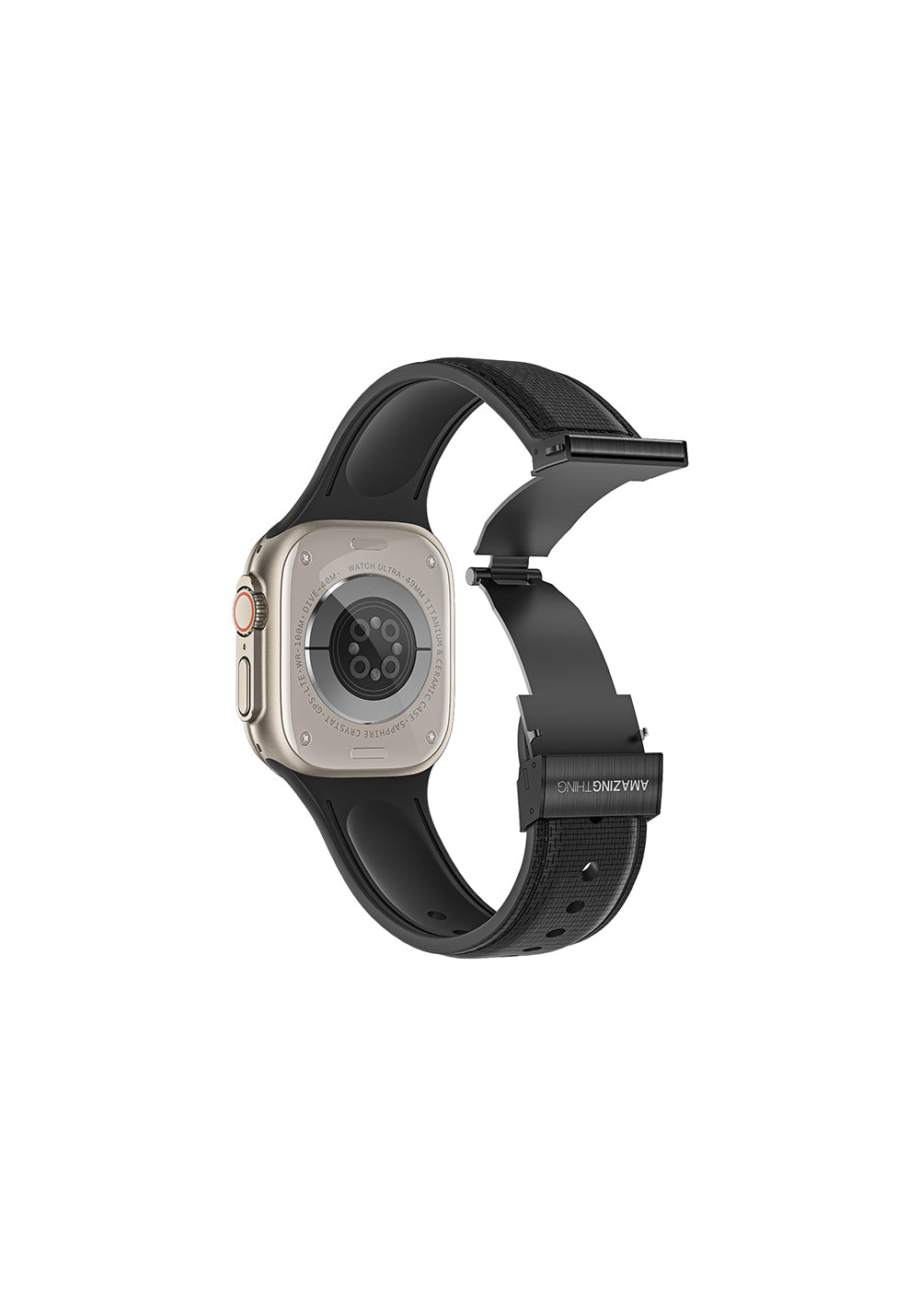 Amazingthing Titan Swift Deri Dokulu Silikon Kordon – Apple Watch 45/46/49 mm