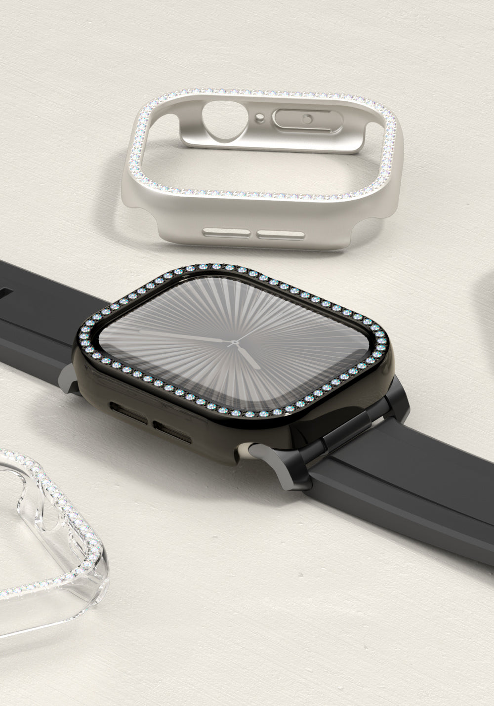 Amazingthing Gleam Fit FullGuard Taşlı PC Kasa ve Ekran Koruması – Apple Watch Series 10 46 mm