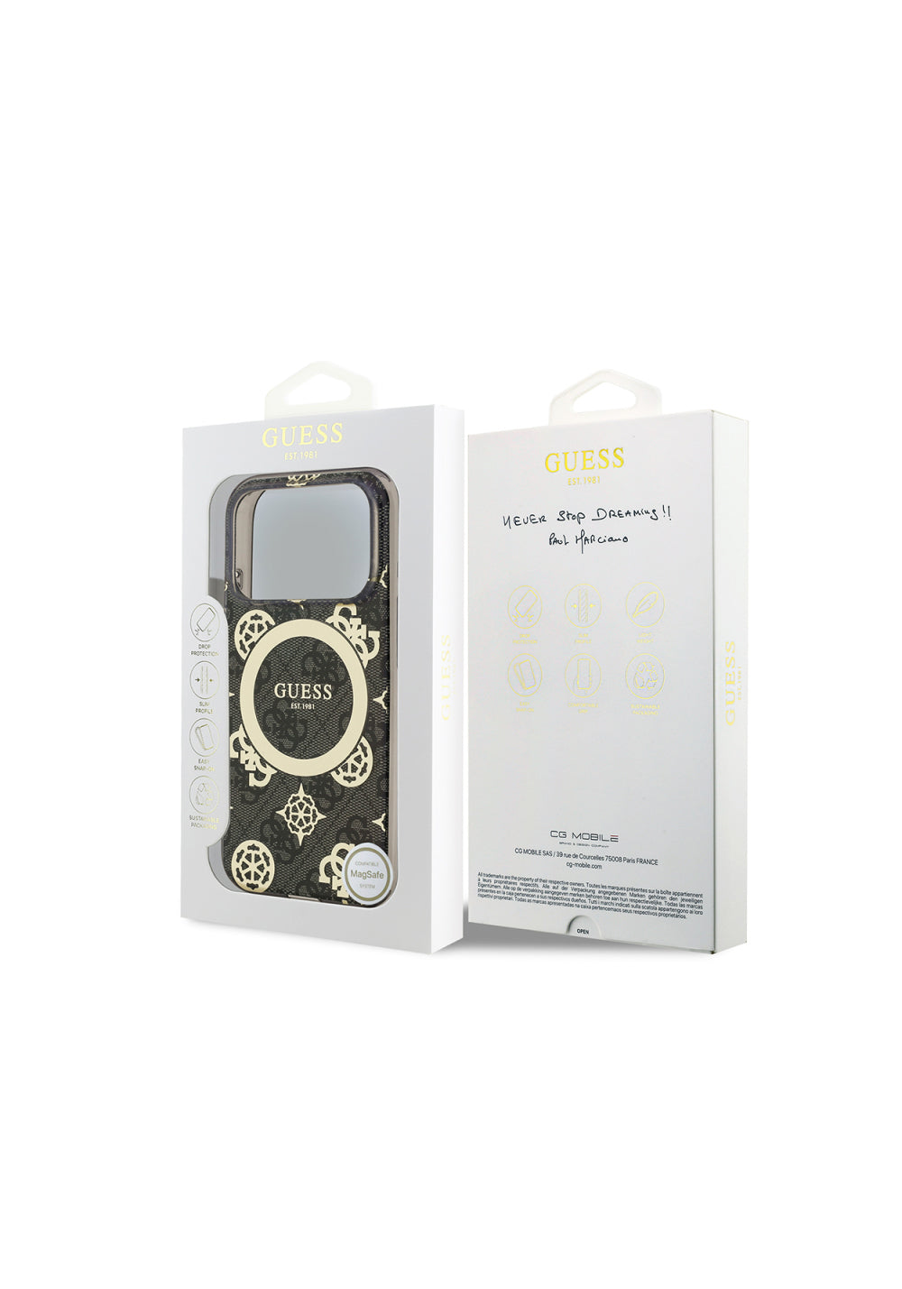 Guess IML Peony ve 4G Desenli Klasik Logolu – iPhone 18 Pro Kılıfı