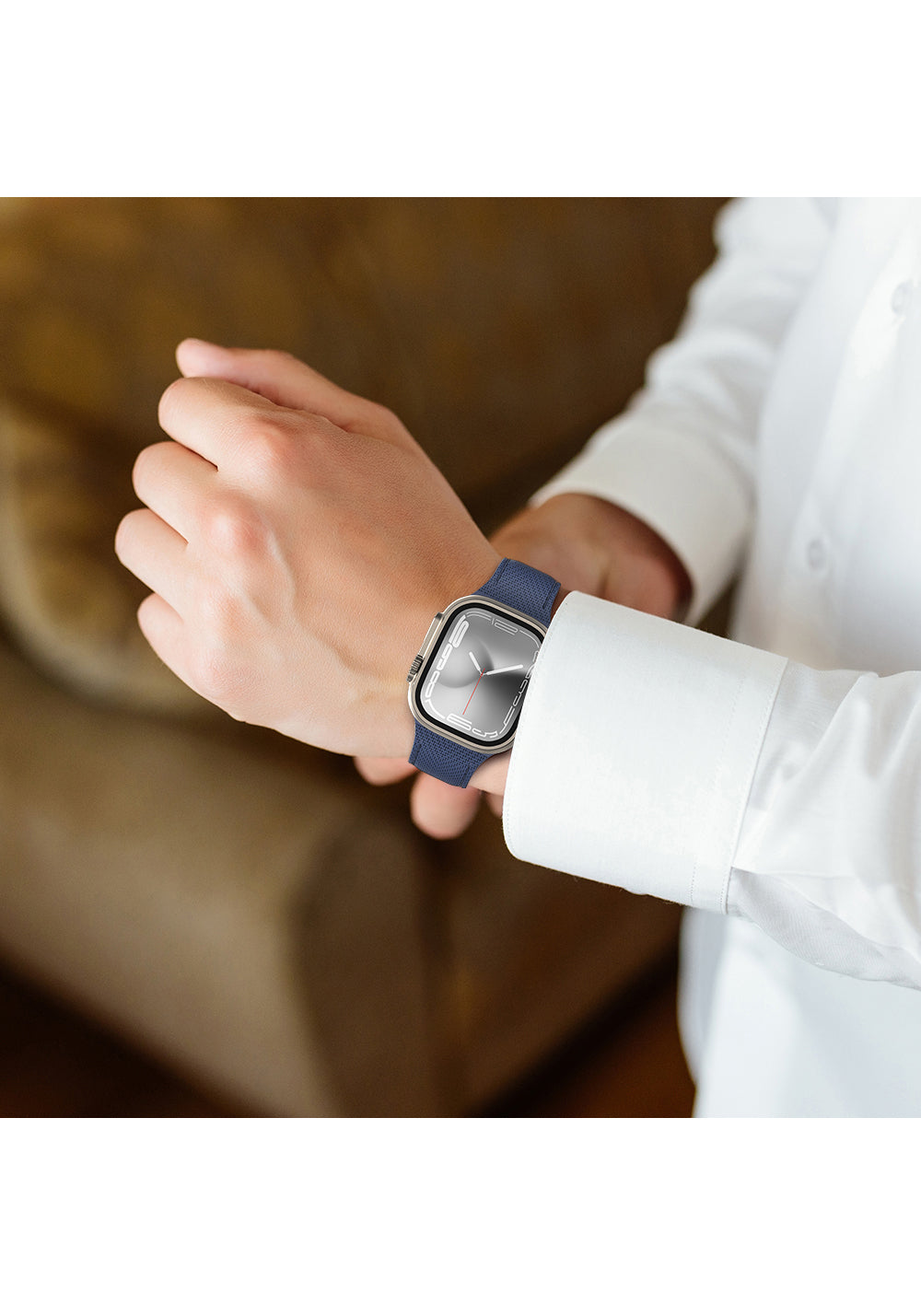 Amazingthing Titan Swift Deri Dokulu Silikon Kordon – Apple Watch 45/46/49 mm
