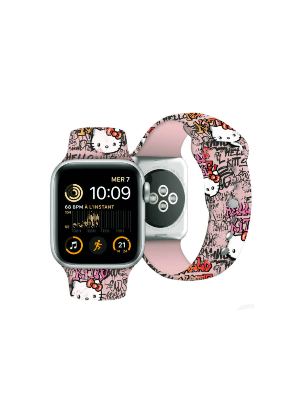 Hello Kitty Graffiti Etiket Desenli Silikon Kordon – Apple Watch 38/40/41 mm