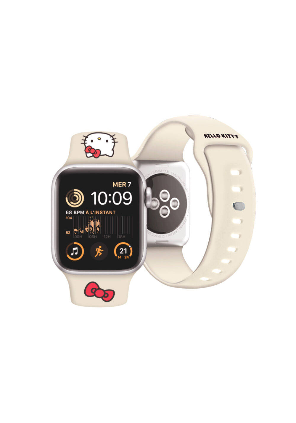 Hello Kitty Kitty Head & Bow Yazı ve Fiyonk Desenli Kordon – Apple Watch 38/40/41 mm