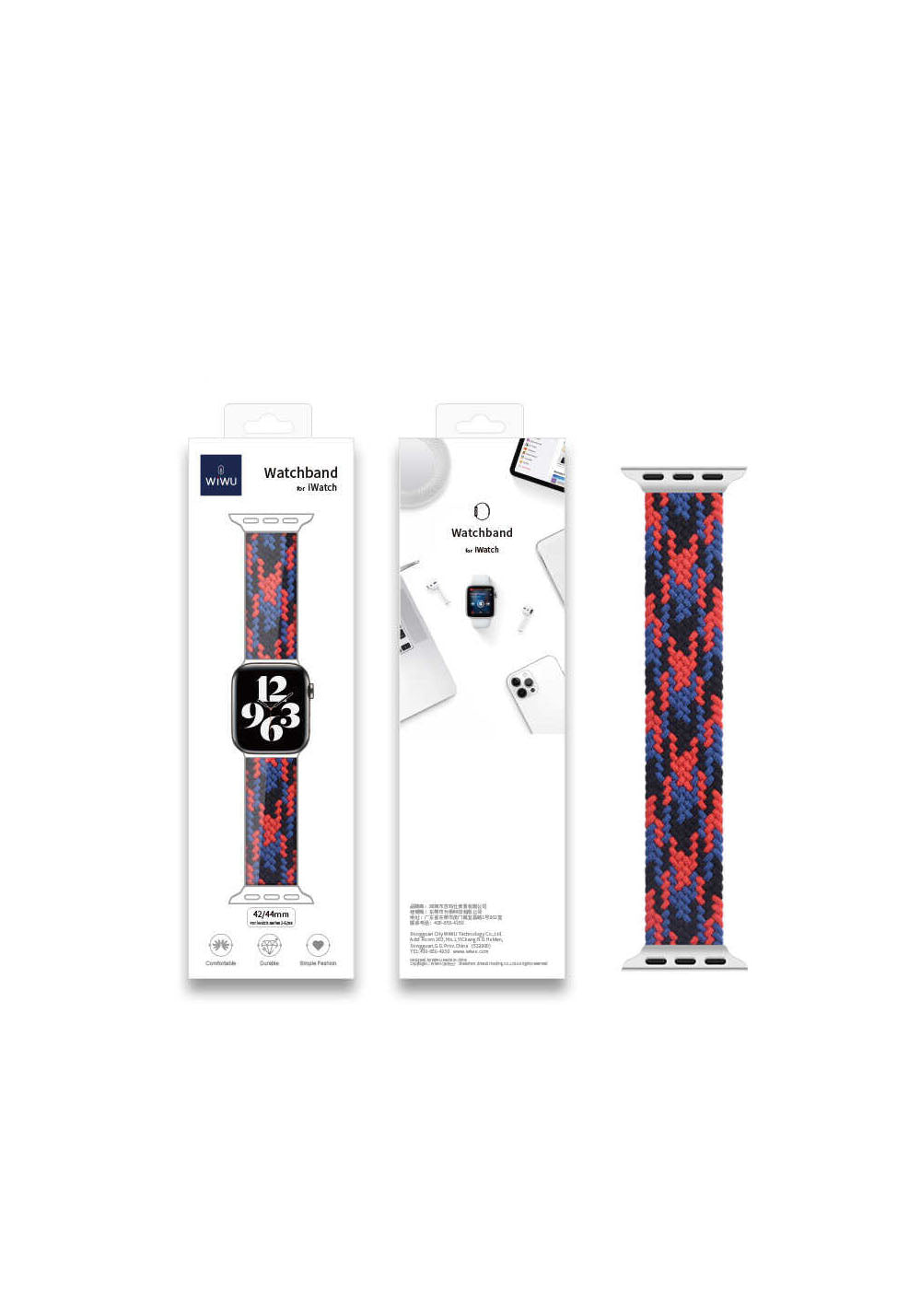 Wiwu Braided Solo Loop Contrast L Kontrast Örgü Kordon – Apple Watch 38/40 mm