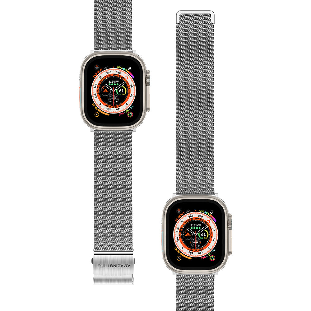 Amazingthing Titan Metal Metal Örgü Kordon – Apple Watch 45/46/49 mm
