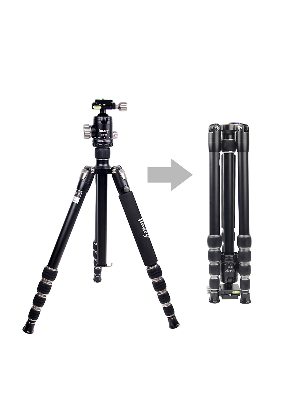 Jmary KT255+NB36 – 157,5 cm Değiştirilebilir Başlıklı Tripod